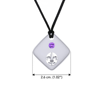 Square Fleur De Lis Sterling Silver Pendant TPD357